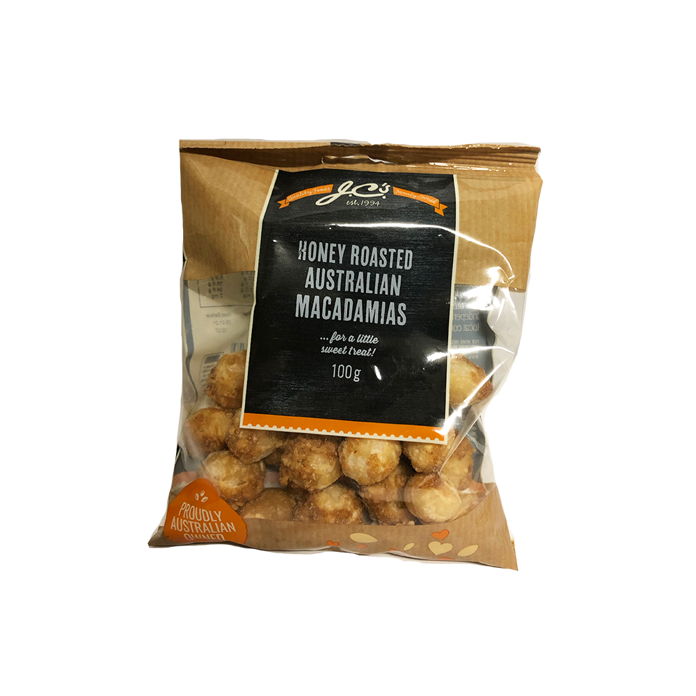 Honey Roasted Australian Macadamias 100g Biviano & Sons